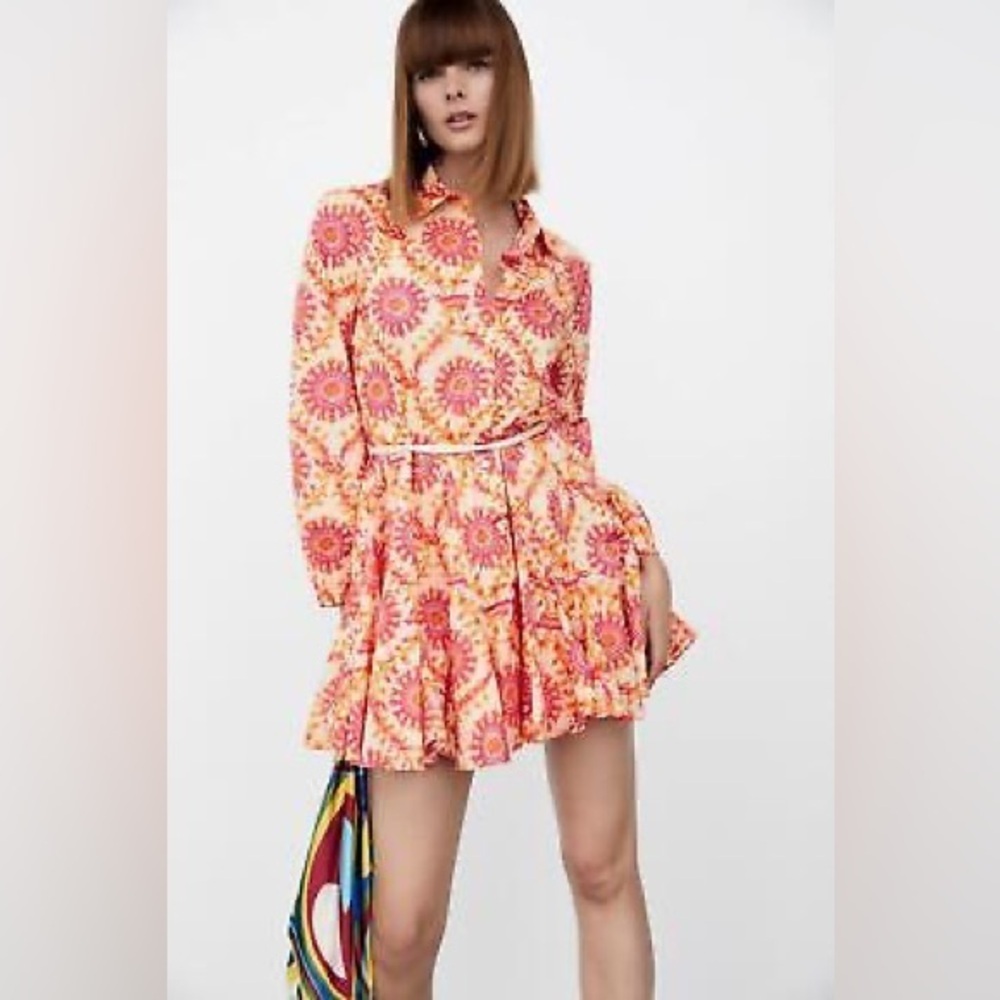 ZARA DRESS WITH LONG SLEEVES IN THREE COLORS WITH BUTTONS AND SHOT GREAT - Picture 2 of 15